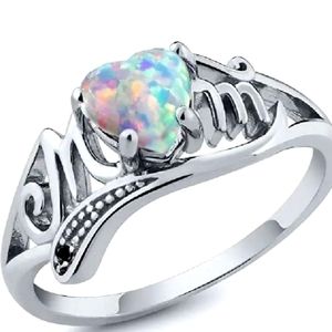 NEW SILVER OPAL MOM RING SIZE 5